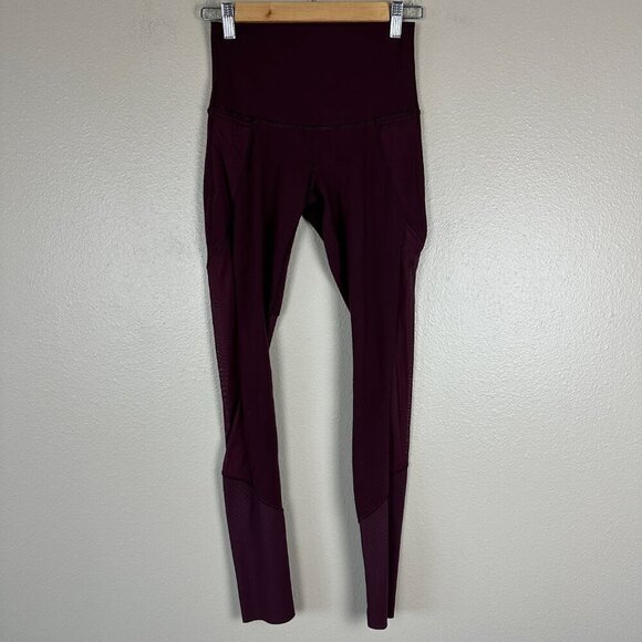 Lululemon Barre Star Leggings Yoga Athleisure Full-On Luon Bordeaux Drama Size 6 - Picture 2 of 5